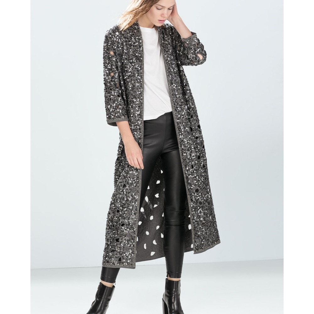 Zara Beaded Sequin Embellished Kimono Jacket 2513/304